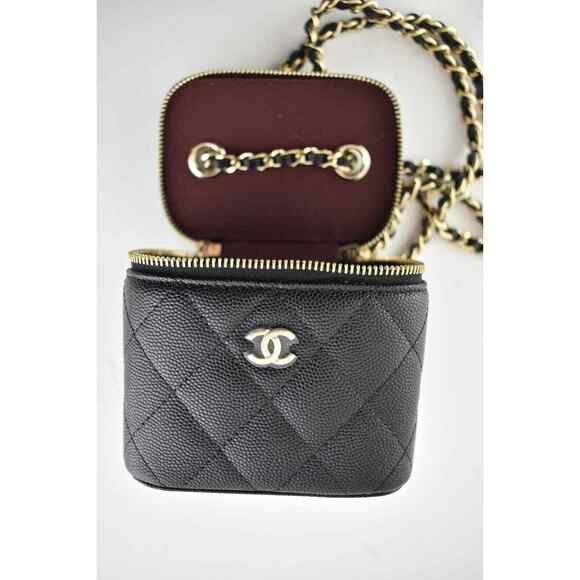 Chanel 21S Mini Black Caviar Vanity Classic Chain Gold Shoulder Crossbody Bag - Picture 10 of 12